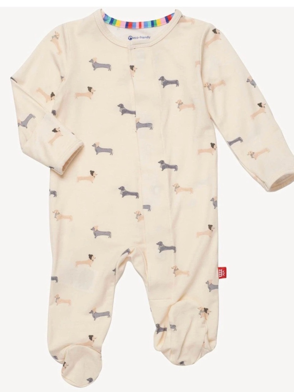 Magnetic Me Footie- size newborn- Beenie Von Weinie print- good condition